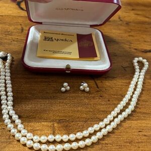Majorica 30” Pearl Necklace / Sterling Clasp / Earrings / Box / Papers